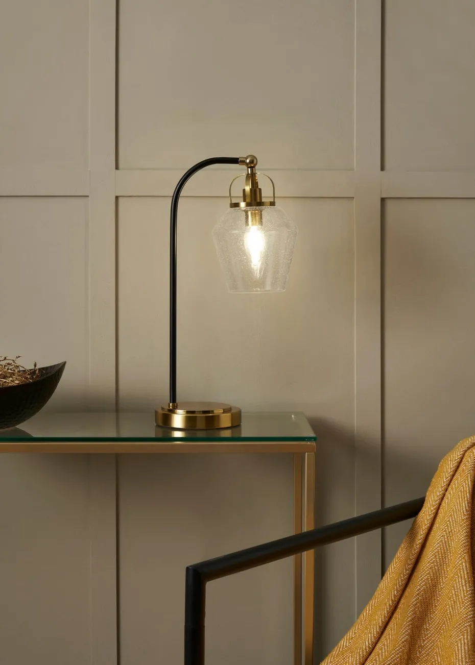 BHS Athea Brass & Bubble Glass Table Lamp (47cm x 23cm)