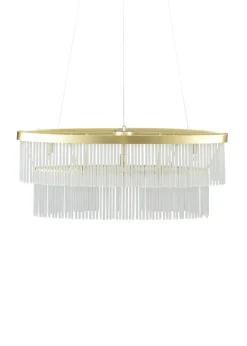 BHS Aubrey Frosted Oval Diner Pendant 5 Light Brass (Adjustable 43-130cm x 82cm)
