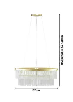 BHS Aubrey Frosted Oval Diner Pendant 5 Light Brass (Adjustable 43-130cm x 82cm)