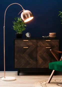 BHS Benson Copper Curved Floor Lamp (154.5cm x 27cm x 27.5cm)