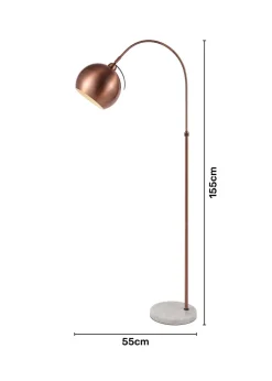 BHS Benson Copper Curved Floor Lamp (154.5cm x 27cm x 27.5cm)