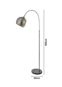 BHS Benson Curved Floor Lamp Satin Nickel (155cm x 55cm)