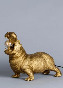 BHS Bernard Hippo Table Lamp Gold (28cm x 34cm)