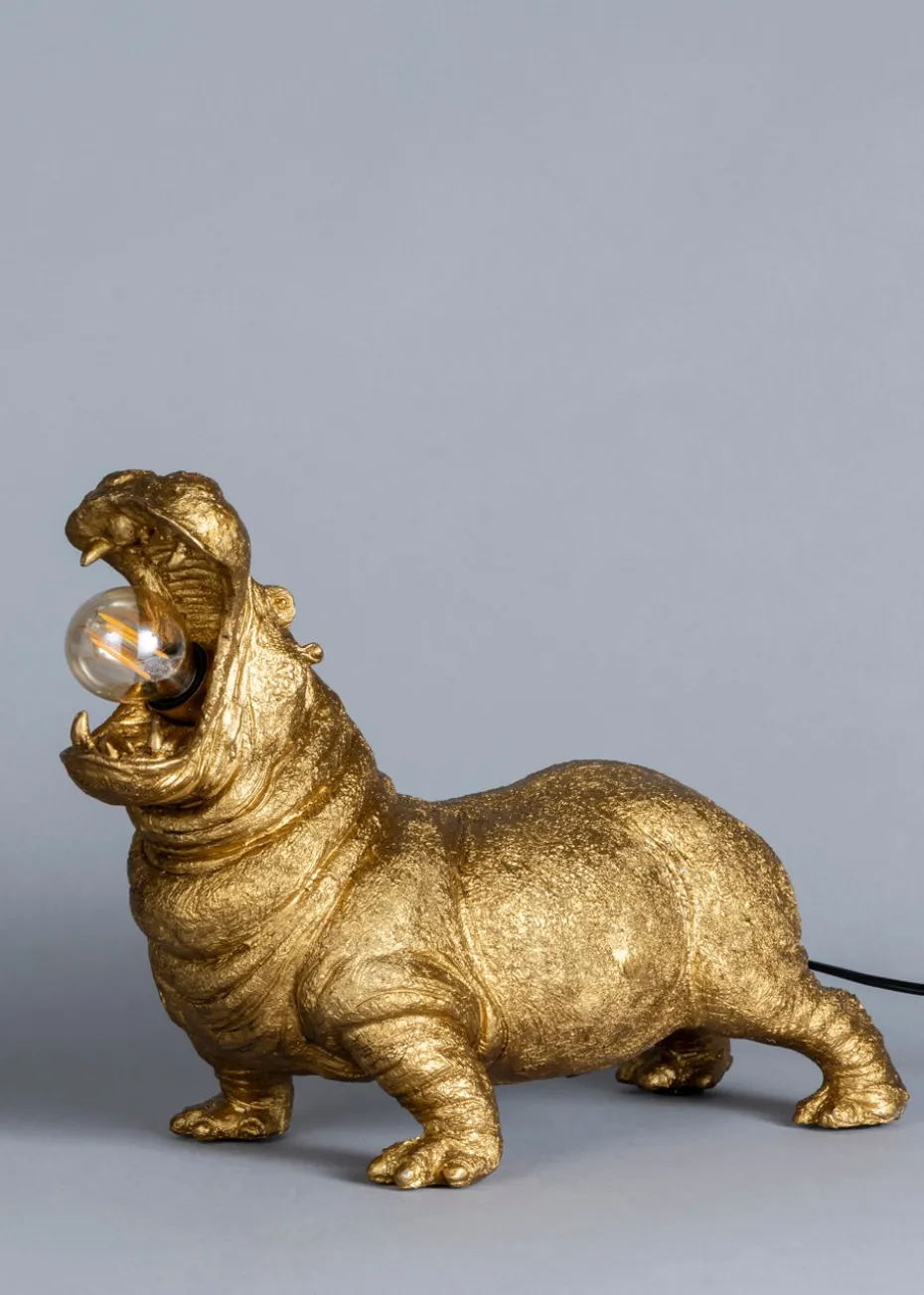 BHS Bernard Hippo Table Lamp Gold (28cm x 34cm)