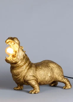 BHS Bernard Hippo Table Lamp Gold (28cm x 34cm)