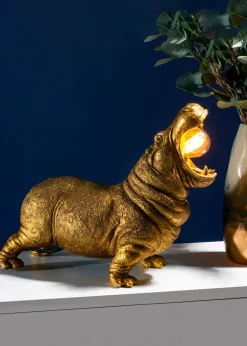 BHS Bernard Hippo Table Lamp Gold (28cm x 34cm)