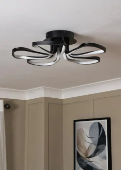 BHS Black Alvar 5 Petals LED Flush Light