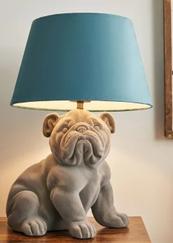 BHS Boris Bulldog Table Lamp Grey & Blue (43cm x 32cm)