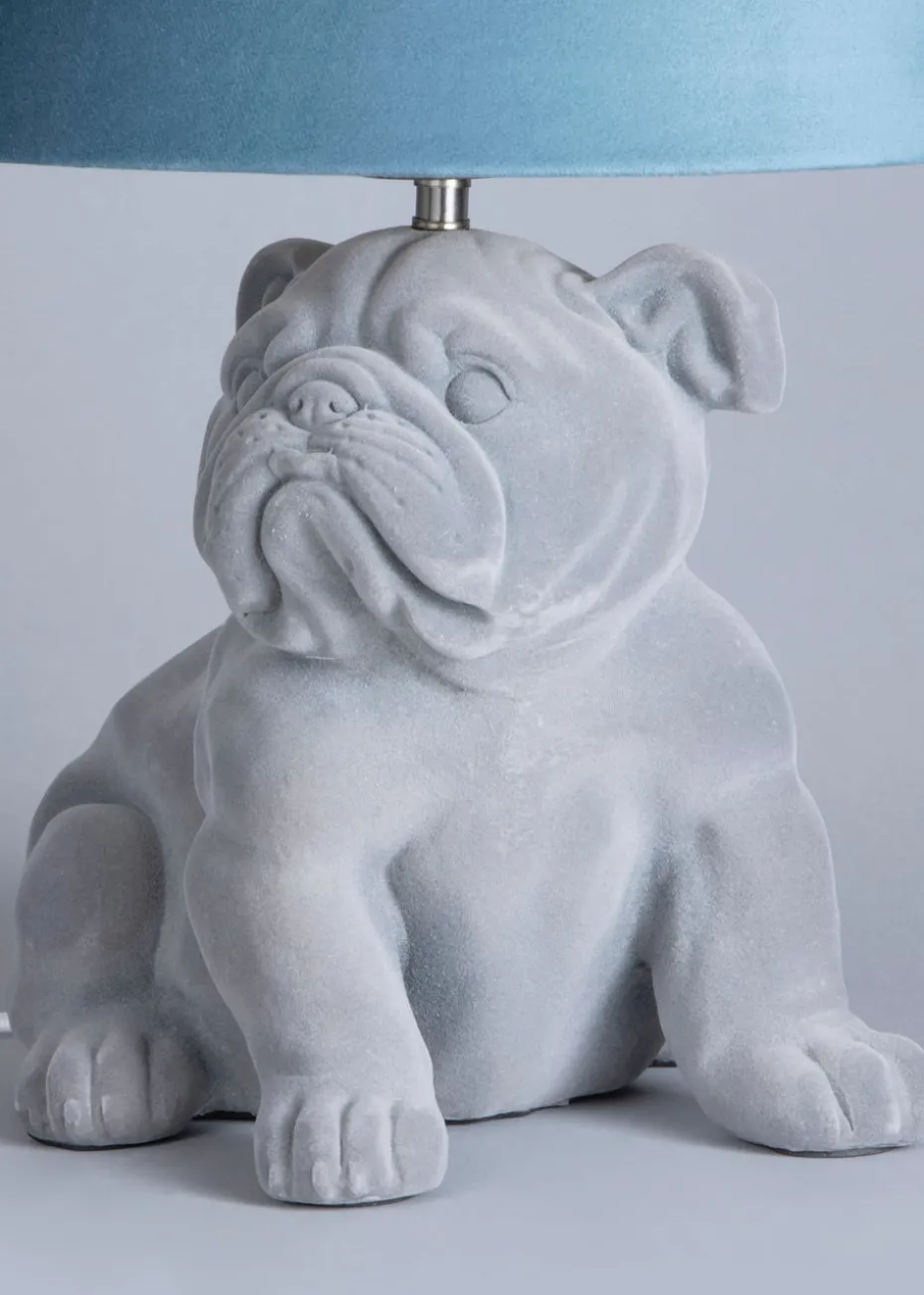 BHS Boris Bulldog Table Lamp Grey & Blue (43cm x 32cm)