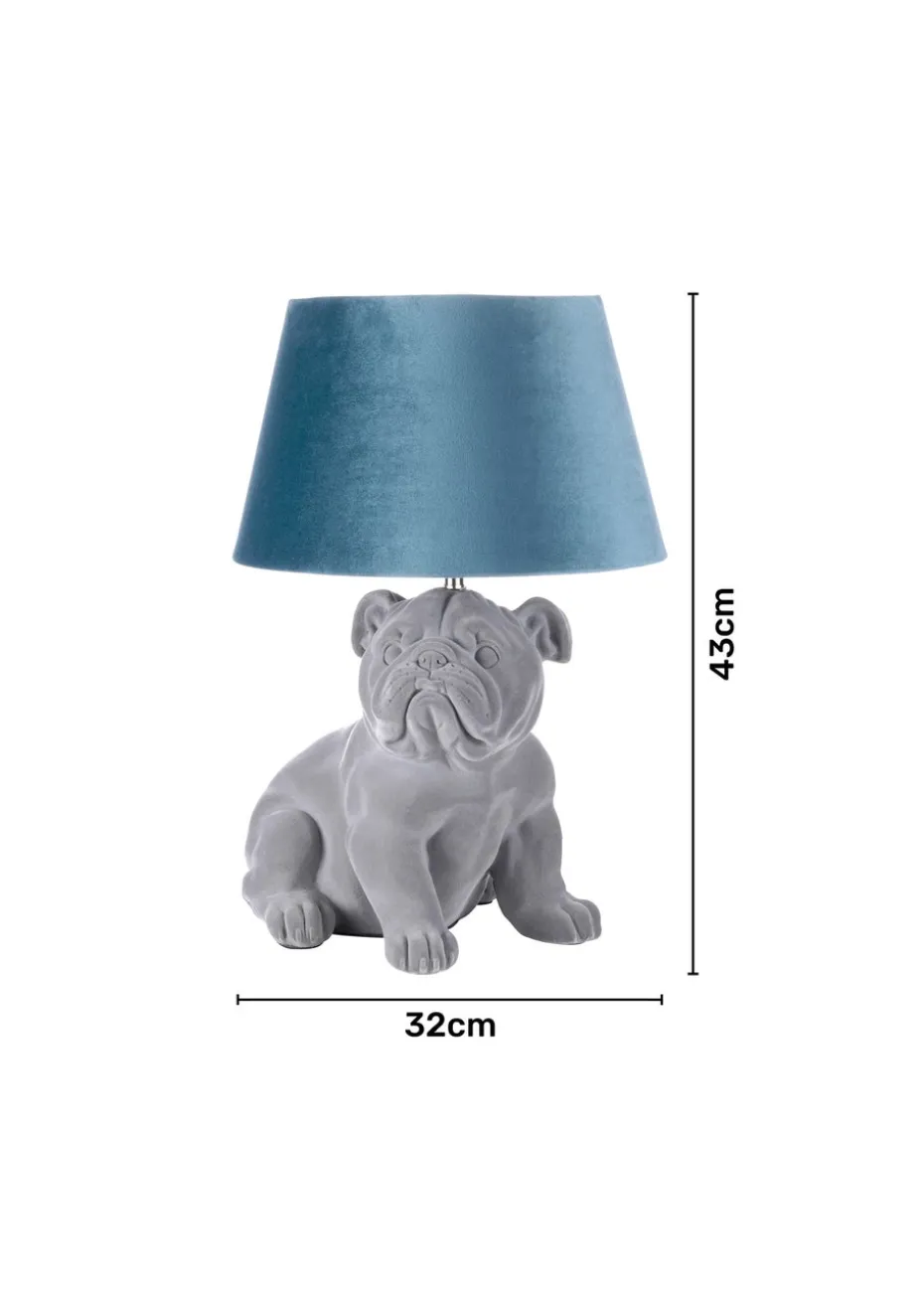 BHS Boris Bulldog Table Lamp Grey & Blue (43cm x 32cm)