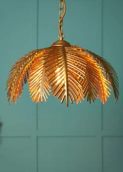 BHS Brookby Palm Ceiling Light Brass (Adjustable 34-129cm x 40cm)