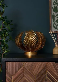 BHS Brookby Palm Table Lamp Brass (25cm x 30cm)