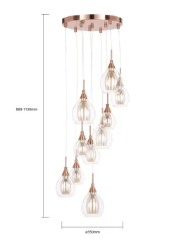 BHS Carmella 10 Light Cluster Copper (Adjustable 80-115cm x 35cm)