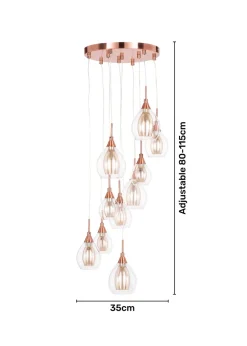 BHS Carmella 10 Light Cluster Copper (Adjustable 80-115cm x 35cm)