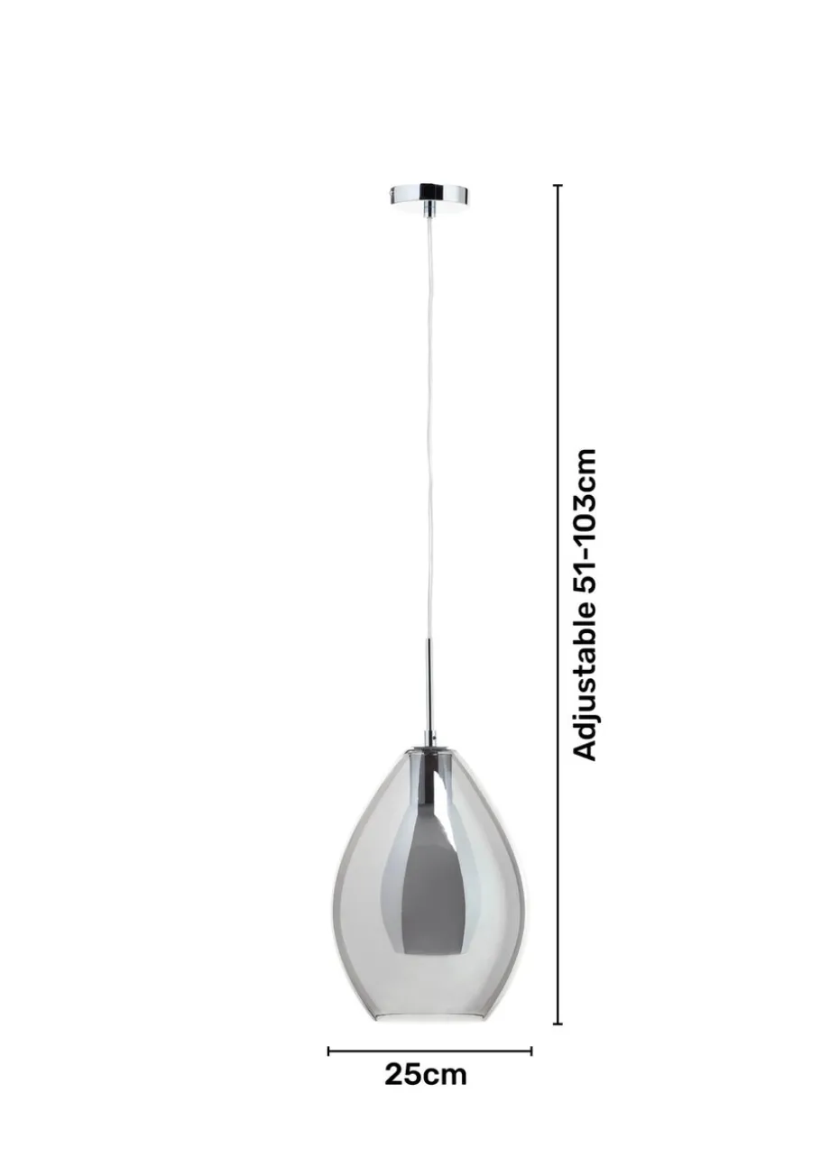 BHS Carmella Pendant Chrome (Adjustable 51-103cm x 25cm)