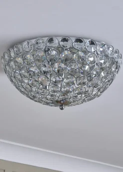 BHS Chrome Ava Flush Ceiling Light (16cm x 35cm)