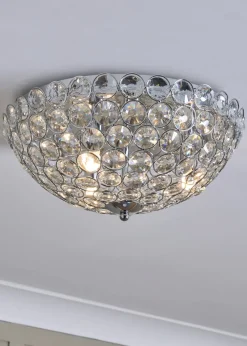 BHS Chrome Ava Flush Ceiling Light (16cm x 35cm)