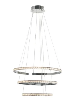 BHS Chrome Comet 3 Ring Integrated LED Pendant (80-120cm x 50cm)