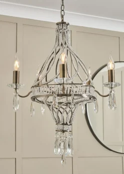 BHS Chrome Evelyn Chandelier Brass (80-135cm x 48cm)