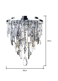 BHS Chrome Jennifer Flush Ceiling Light with Mixed Cut Glass (37cm x 30cm)