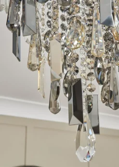 BHS Chrome Jennifer Flush Ceiling Light with Mixed Cut Glass (37cm x 30cm)