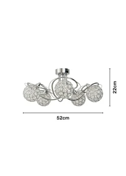 BHS Chrome Orianna Flush 5 light (22cm x 52cm)