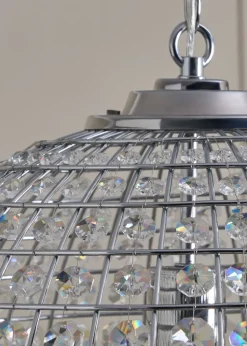 BHS Chrome Ursula Large Crystal Ball Pendant (50-160cm x 44cm)