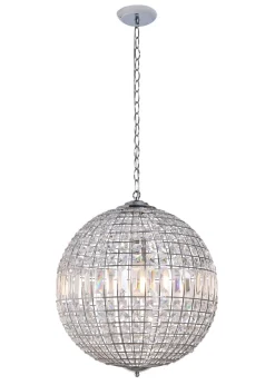 BHS Chrome Ursula Large Crystal Ball Pendant (50-160cm x 44cm)