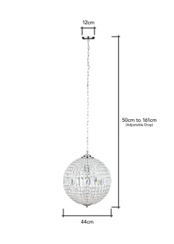 BHS Chrome Ursula Large Crystal Ball Pendant (50-160cm x 44cm)