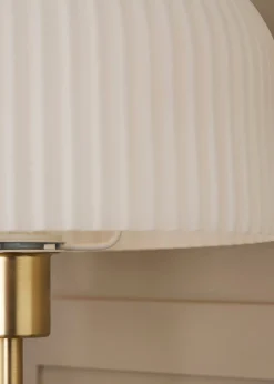 BHS Costa Brass Floor Lamp with Ribbed White glass (145cm x 29cm)