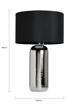BHS Cylinder Textured Table Lamp Silver (48cm x 28cm)
