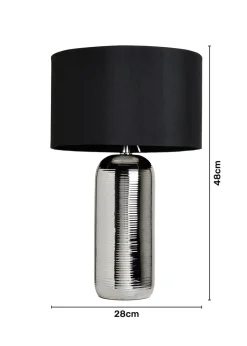 BHS Cylinder Textured Table Lamp Silver (48cm x 28cm)