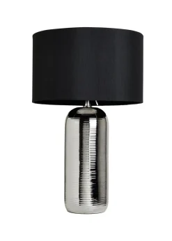 BHS Cylinder Textured Table Lamp Silver (48cm x 28cm)