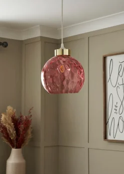 BHS Dalton Dimpled Glass Ball Easyfit Pink (22cm x 25cm)