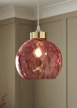 BHS Dalton Dimpled Glass Ball Easyfit Pink (22cm x 25cm)