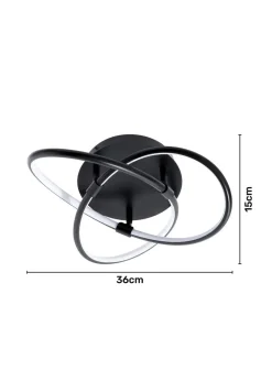 BHS Eero Knotted Shape LED Flush Ceiling Light Satin Black (15cm x 36cm)
