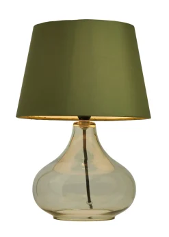 BHS Elder Glass Table Lamp Green (33cm x 24cm)