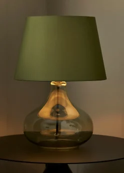 BHS Elder Glass Table Lamp Green (33cm x 24cm)