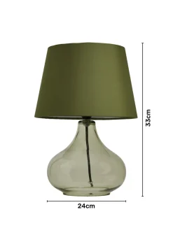 BHS Elder Glass Table Lamp Green (33cm x 24cm)