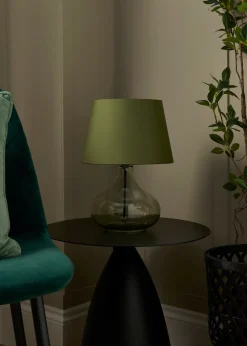 BHS Elder Glass Table Lamp Green (33cm x 24cm)