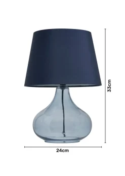 BHS Elder Glass Table Lamp Blue (33cm x 24cm)