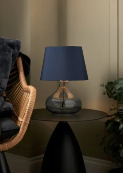 BHS Elder Glass Table Lamp Blue (33cm x 24cm)