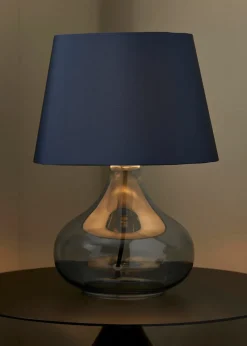 BHS Elder Glass Table Lamp Blue (33cm x 24cm)