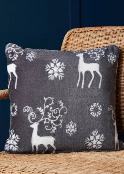 BHS Grey Christmas Stag Cushion