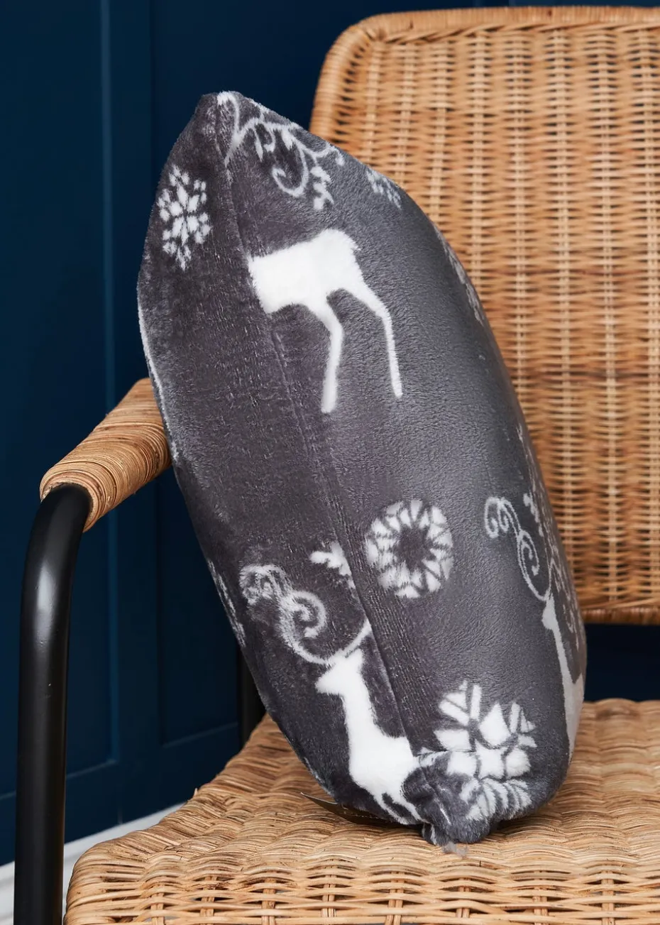 BHS Grey Christmas Stag Cushion