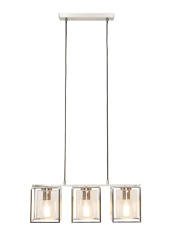 BHS Hardy 3 Light Diner Bar Satin Nickel (Adjustable 57-119cm x 60cm)
