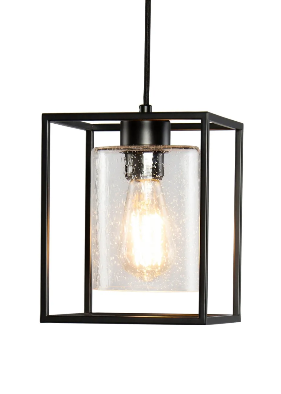 BHS Hardy 1 Light Pendant Matt Black (Adjustable 57-127cm x 18cm)