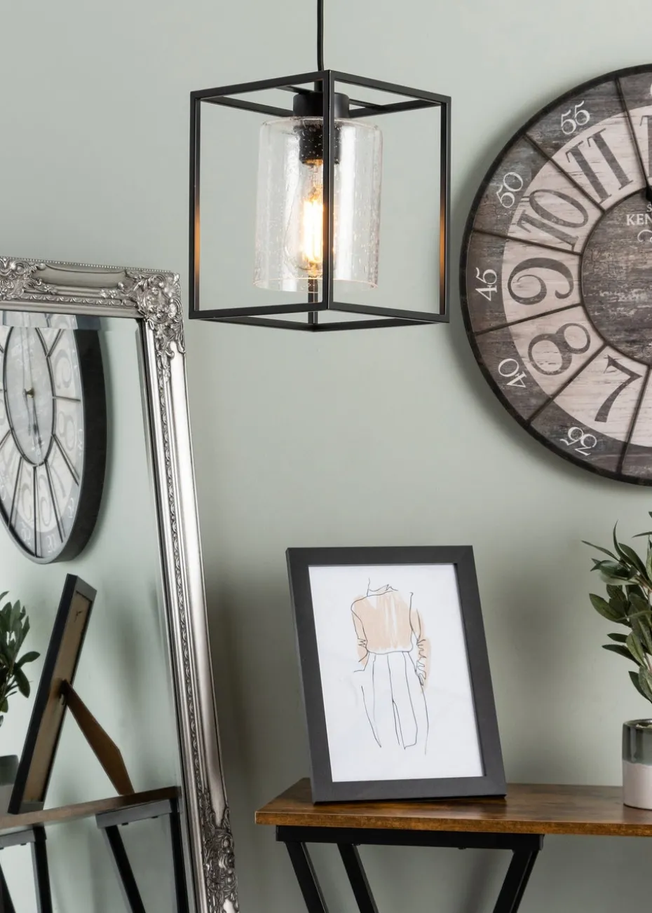 BHS Hardy 1 Light Pendant Matt Black (Adjustable 57-127cm x 18cm)