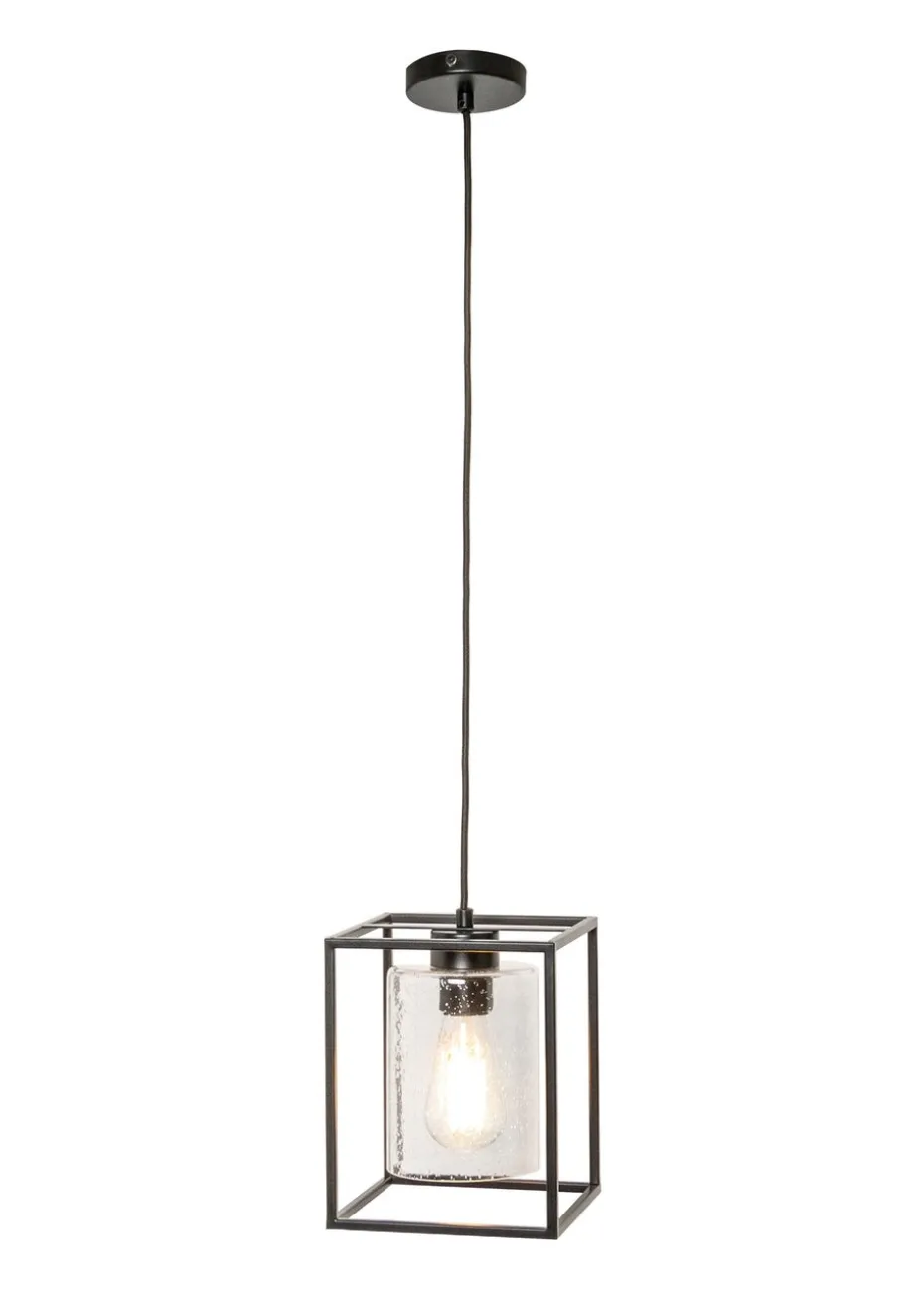 BHS Hardy 1 Light Pendant Matt Black (Adjustable 57-127cm x 18cm)