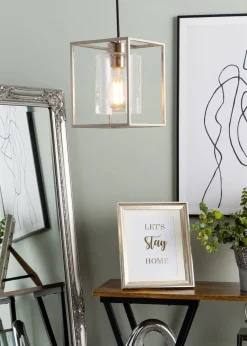 BHS Hardy 1 Light Pendant Satin Nickel (Adjustable 57-127cm x 18cm)